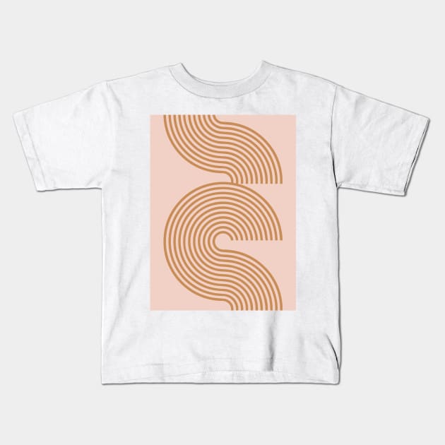 Terra Pink Arch Line Pattern Retro 70s Kids T-Shirt by Inogitna Designs